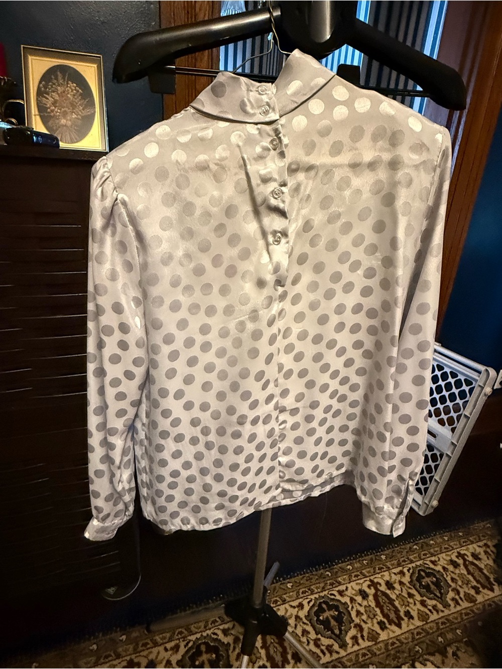 Vintage Nicola Silver Polka Dot Blouse - Picture 4 of 4